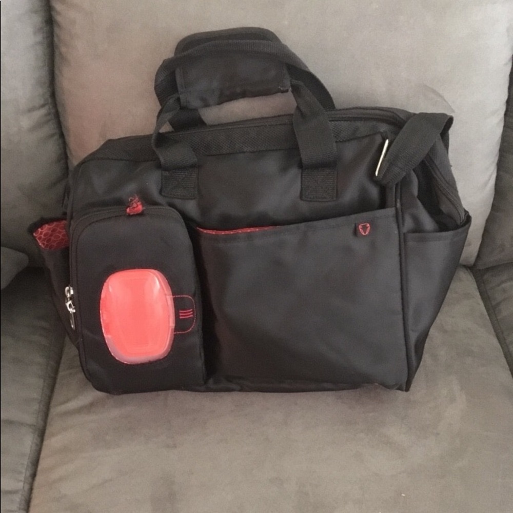 Multi-pocket Black One Shoulder Diaper Bag